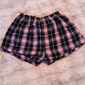 Plaid Pink and Black Pajama Shorts